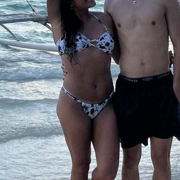 SHEIN Women's Medium Luxury Printed Gold Black White 2 Piece Bikini Set - Picture 1 of 1